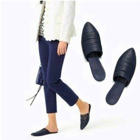 Tory Burch Shoes - Tory Burch Sienna flat slide Mestico perfect Navy